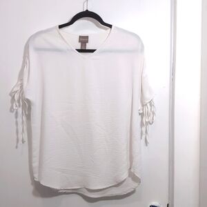 Chico's size 0 white dress shirt with cinch up arms